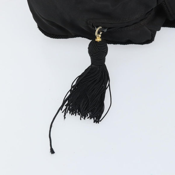 PRADA Hand Bag Nylon Black Gold Auth bs33258