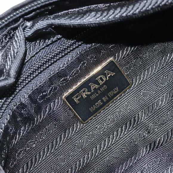 PRADA Hand Bag Nylon Black Gold Auth bs33258