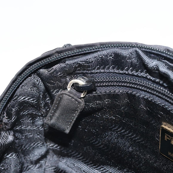 PRADA Hand Bag Nylon Black Gold Auth bs33258
