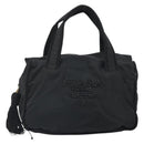 PRADA Hand Bag Nylon Black Gold Auth bs33258-13