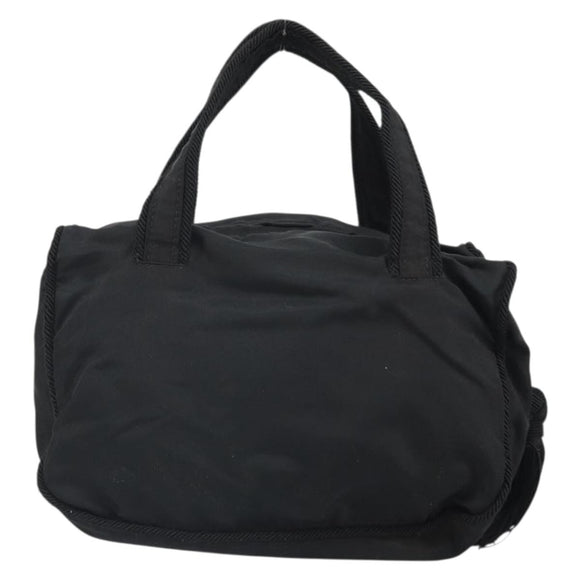 PRADA Hand Bag Nylon Black Gold Auth bs33258