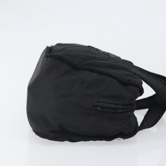 PRADA Hand Bag Nylon Black Gold Auth bs33258