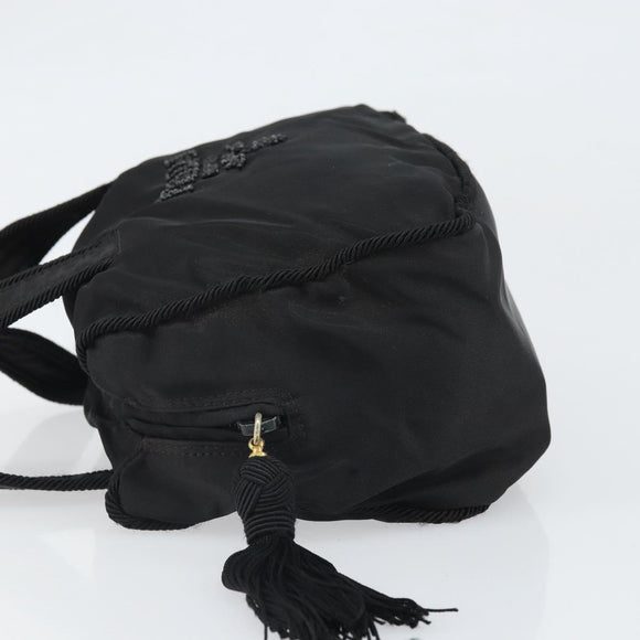 PRADA Hand Bag Nylon Black Gold Auth bs33258