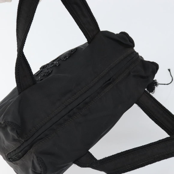 PRADA Hand Bag Nylon Black Gold Auth bs33258
