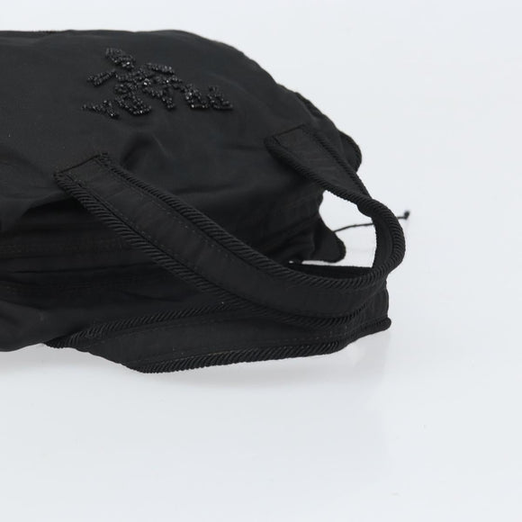 PRADA Hand Bag Nylon Black Gold Auth bs33258