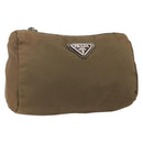 PRADA Buidel Nylon Bruin Zilver Auth bs33260-1
