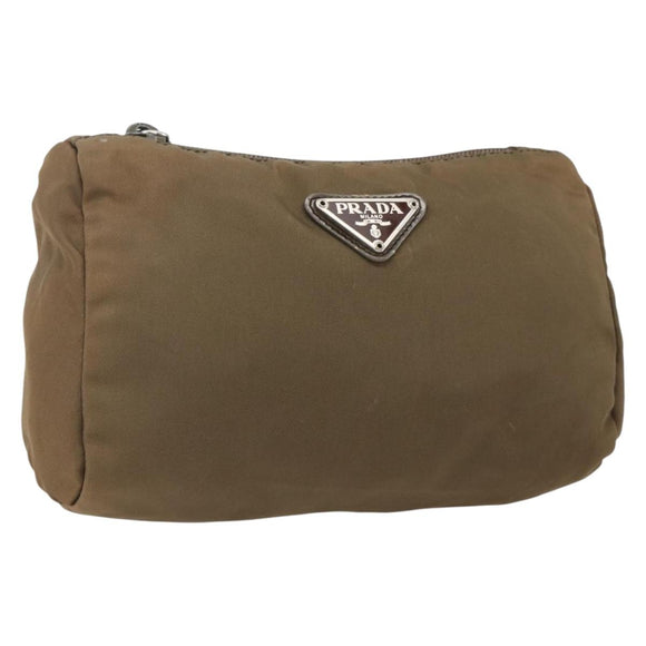 PRADA Buidel Nylon Bruin Zilver Auth bs33260