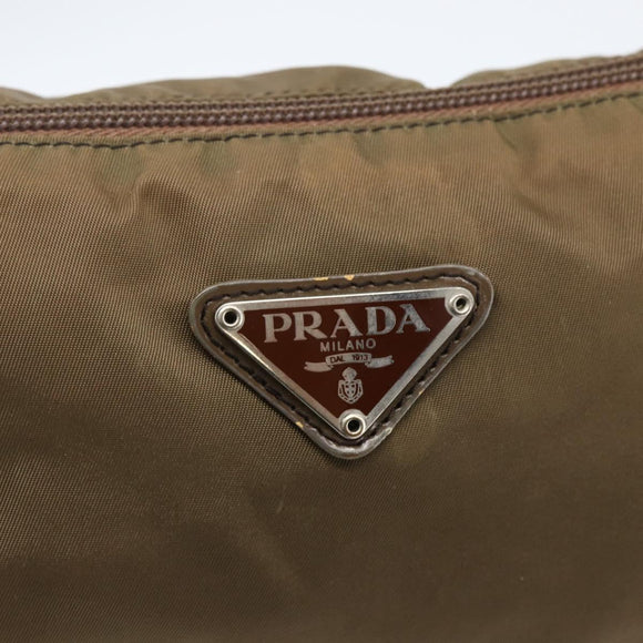 PRADA Buidel Nylon Bruin Zilver Auth bs33260