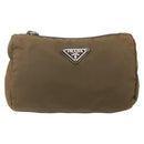 PRADA Buidel Nylon Bruin Zilver Auth bs33260-13