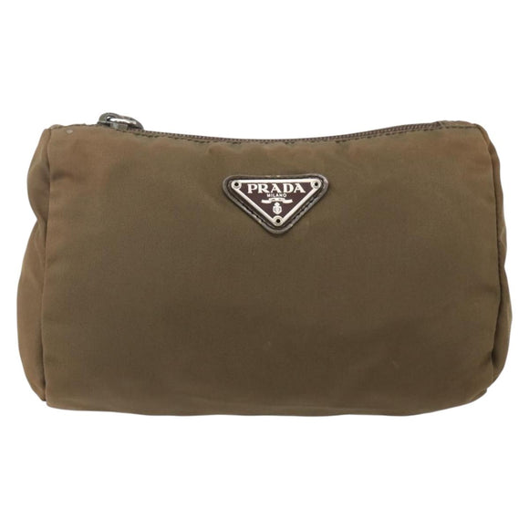 PRADA Buidel Nylon Bruin Zilver Auth bs33260