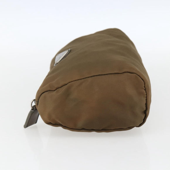 PRADA Buidel Nylon Bruin Zilver Auth bs33260