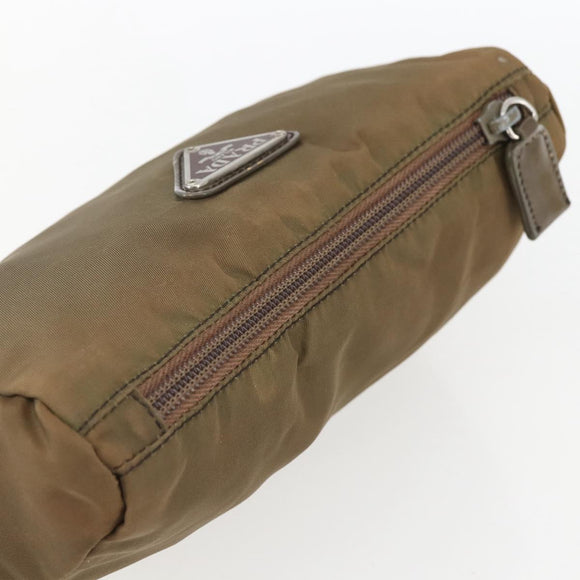 PRADA Buidel Nylon Bruin Zilver Auth bs33260