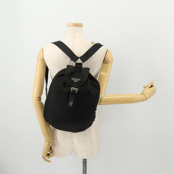 PRADA Backpack Nylon Black Silver Auth bs33265