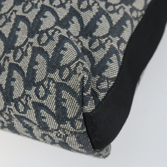 Christian Dior Trotter Canvas Shoulder Bag Navy Silver Auth bs33269