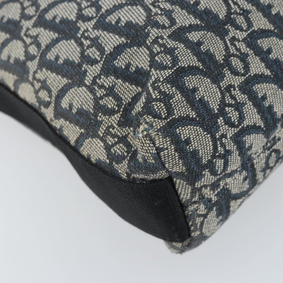 Christian Dior Trotter Canvas Shoulder Bag Navy Silver Auth bs33269