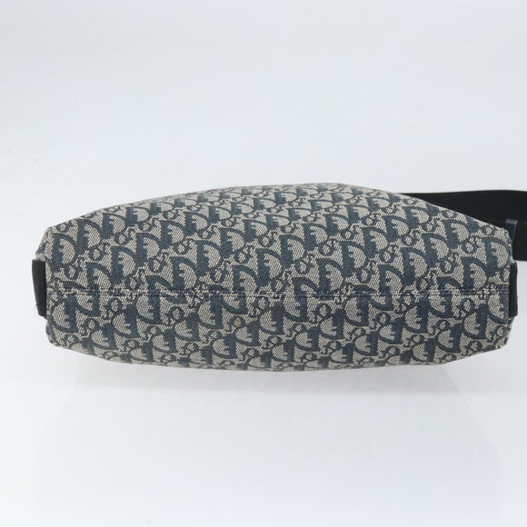 Christian Dior Trotter Canvas Shoulder Bag Navy Silver Auth bs33269