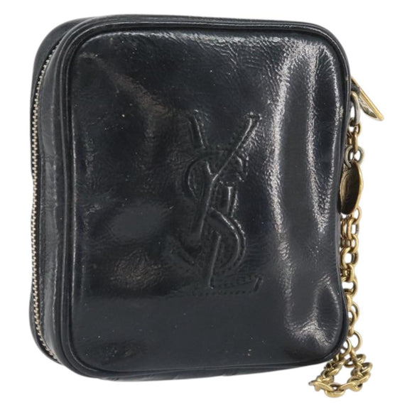 SAINT LAURENT Pouch Leather Black Gold Auth bs33270