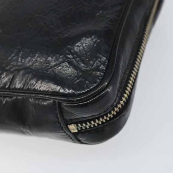 SAINT LAURENT Pouch Leather Black Gold Auth bs33270