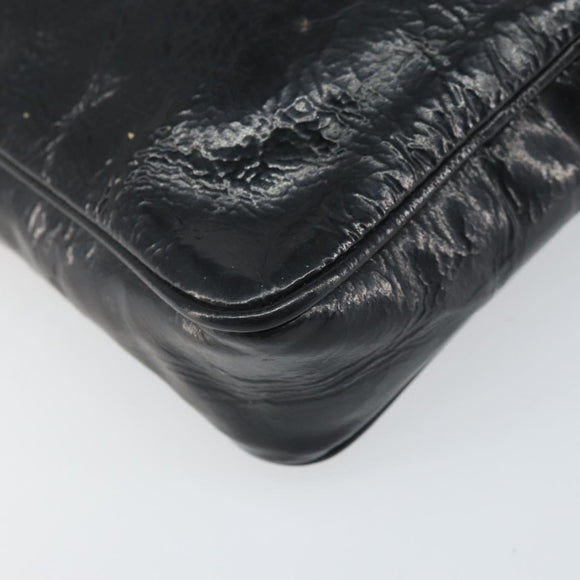 SAINT LAURENT Pouch Leather Black Gold Auth bs33270