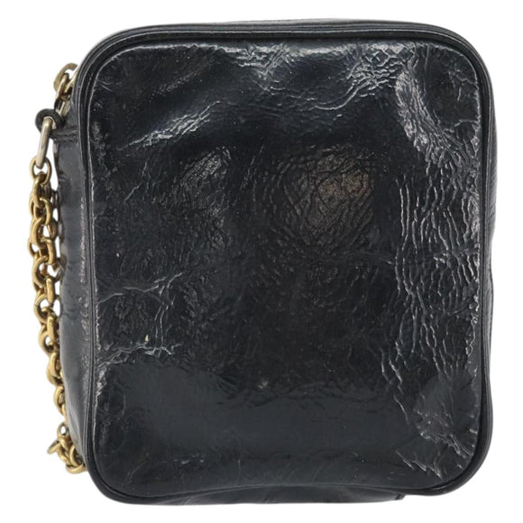 SAINT LAURENT Pouch Leather Black Gold Auth bs33270