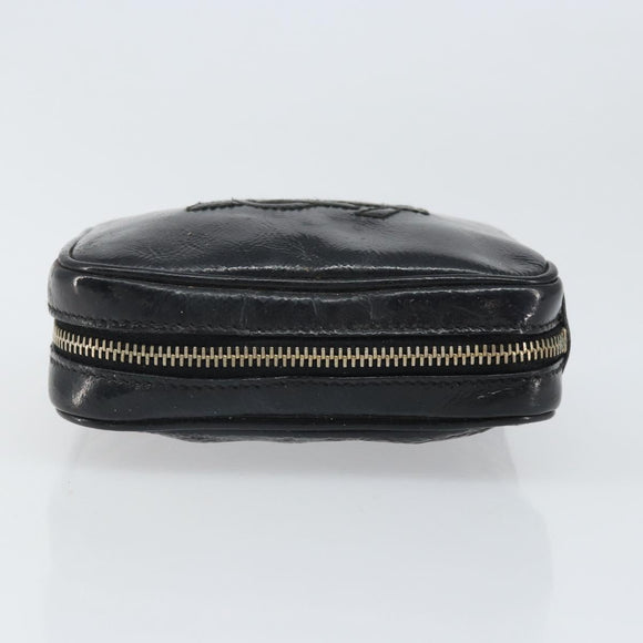 SAINT LAURENT Pouch Leather Black Gold Auth bs33270