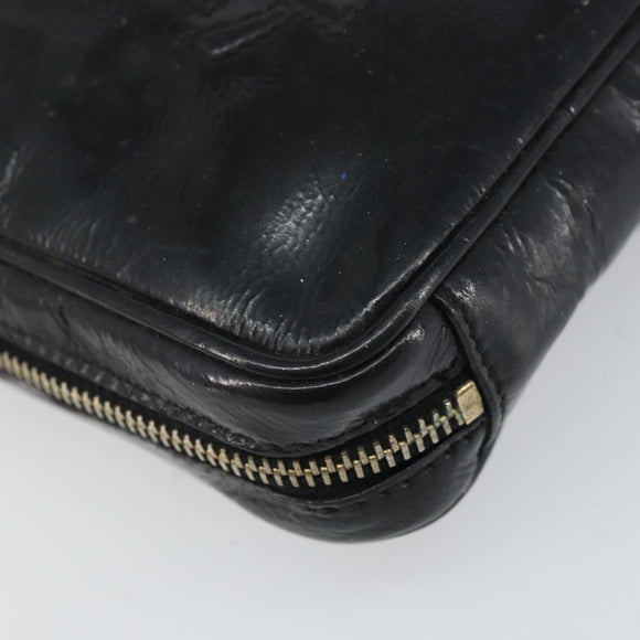 SAINT LAURENT Pouch Leather Black Gold Auth bs33270