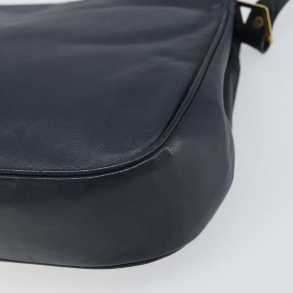 Christian Dior Shoulder Bag Leather Navy Gold Auth bs33272