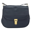 Christian Dior Shoulder Bag Leather Navy Gold Auth bs33272-2