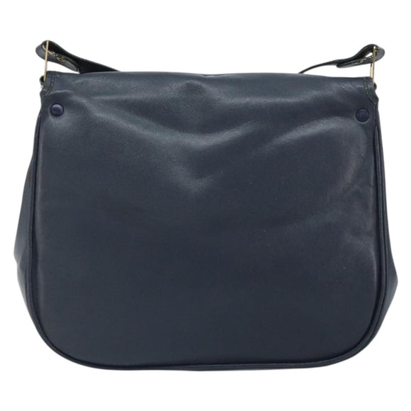 Christian Dior Shoulder Bag Leather Navy Gold Auth bs33272