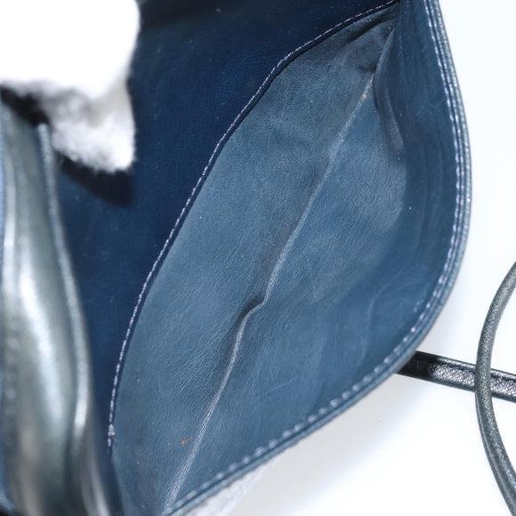 Christian Dior Shoulder Bag Leather Navy Gold Auth bs33276