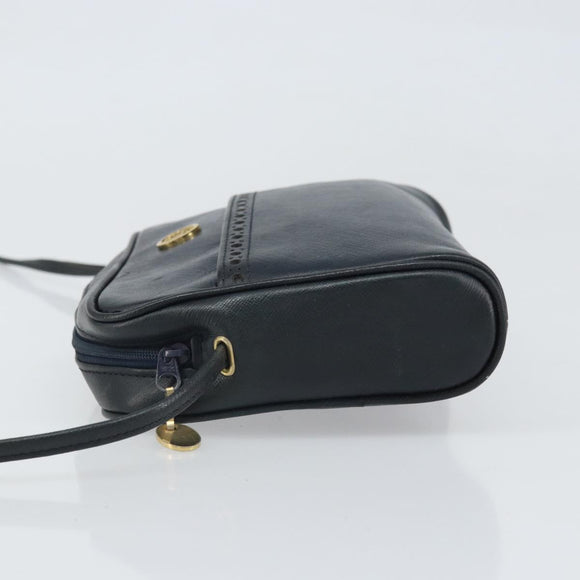 Christian Dior Shoulder Bag Leather Navy Gold Auth bs33276