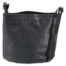 GUCCI Shoulder Bag Leather Black Gold Auth bs33277-1