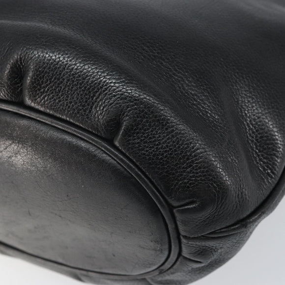 GUCCI Shoulder Bag Leather Black Gold Auth bs33277