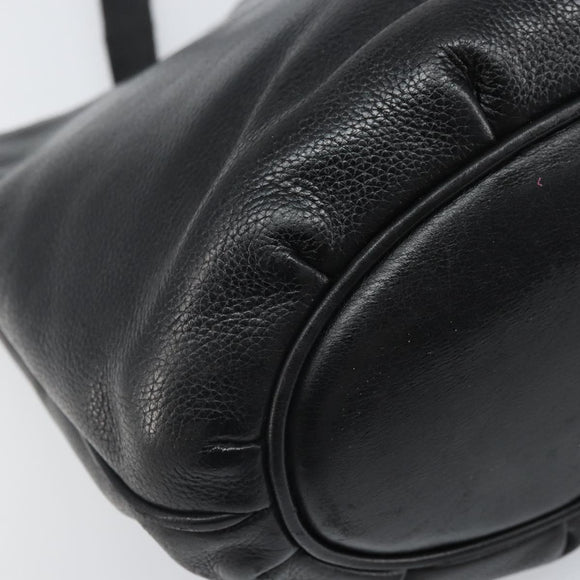 GUCCI Shoulder Bag Leather Black Gold Auth bs33277