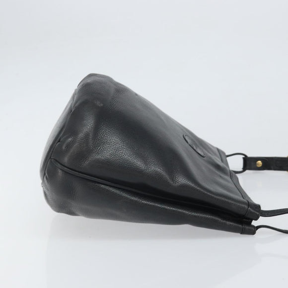 GUCCI Shoulder Bag Leather Black Gold Auth bs33277