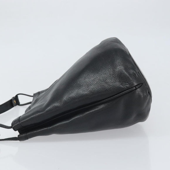 GUCCI Shoulder Bag Leather Black Gold Auth bs33277