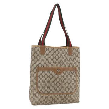 GUCCI GG Supreme Web Sherry Line Tote Bag PVC Beige Gold 40 02 003 Auth bs33280