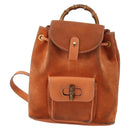 GUCCI Bamboo Backpack Suede Brown Gold 003 1956 0030 Auth bs33281-13