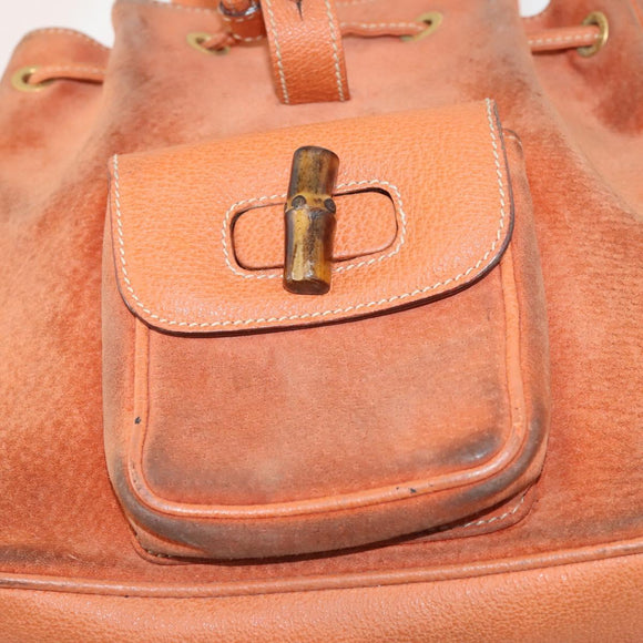 GUCCI Bamboo Backpack Suede Brown Gold 003 1956 0030 Auth bs33281