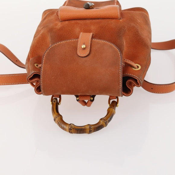 GUCCI Bamboo Backpack Suede Brown Gold 003 1956 0030 Auth bs33281