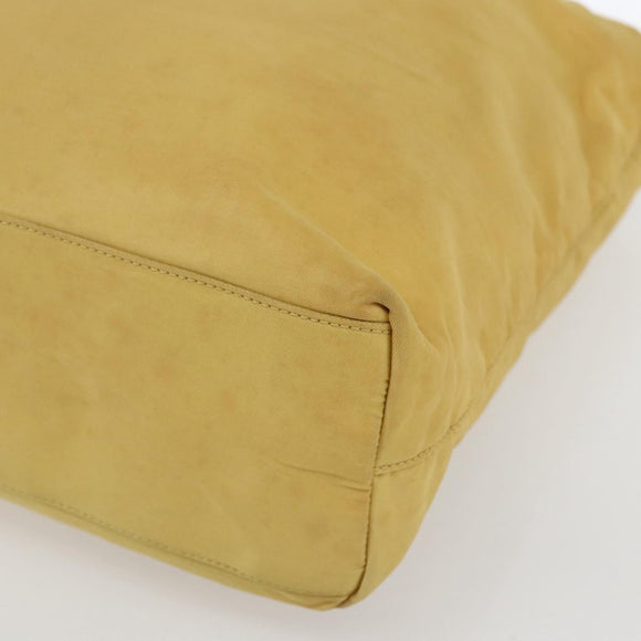 PRADA Hand Bag Nylon Yellow Silver Auth bs33282