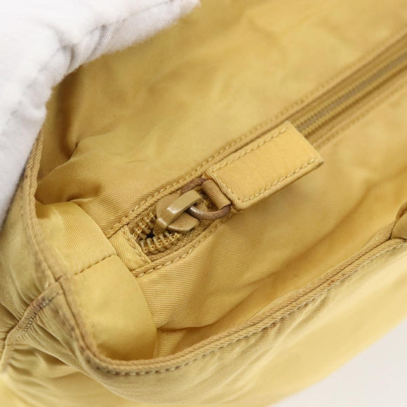 PRADA Hand Bag Nylon Yellow Silver Auth bs33282