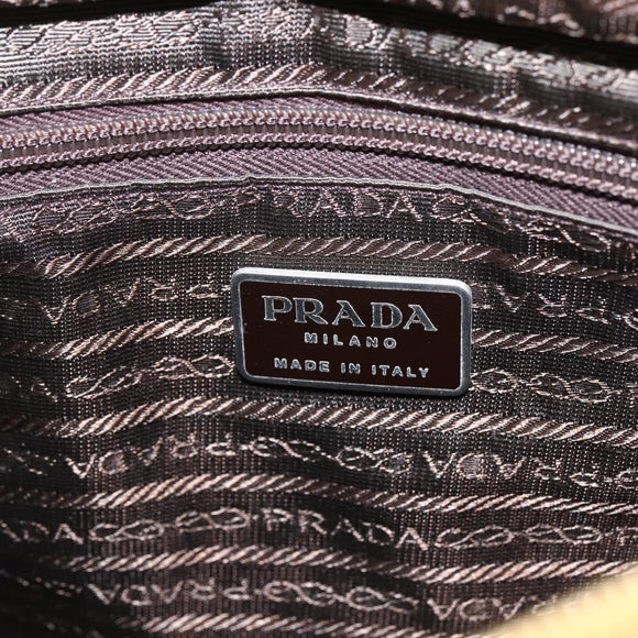 PRADA Hand Bag Nylon Yellow Silver Auth bs33282