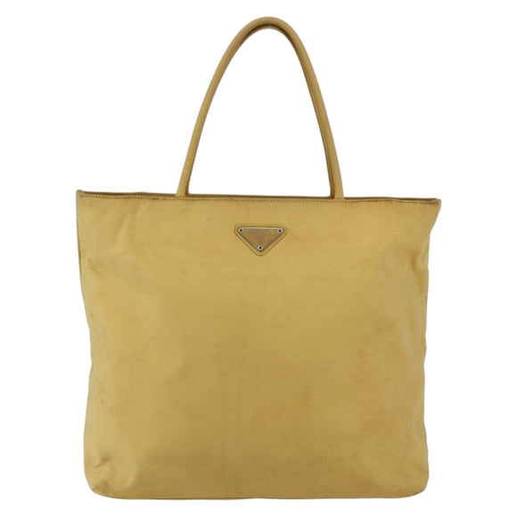 PRADA Hand Bag Nylon Yellow Silver Auth bs33282