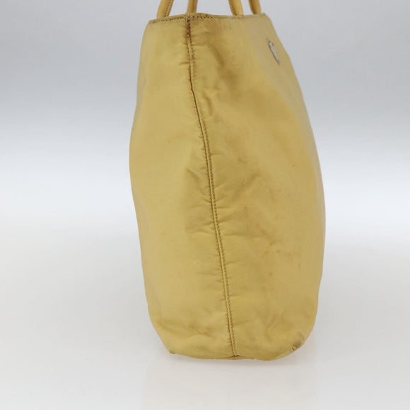 PRADA Hand Bag Nylon Yellow Silver Auth bs33282