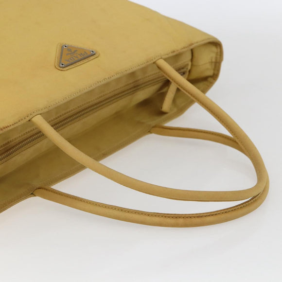 PRADA Hand Bag Nylon Yellow Silver Auth bs33282