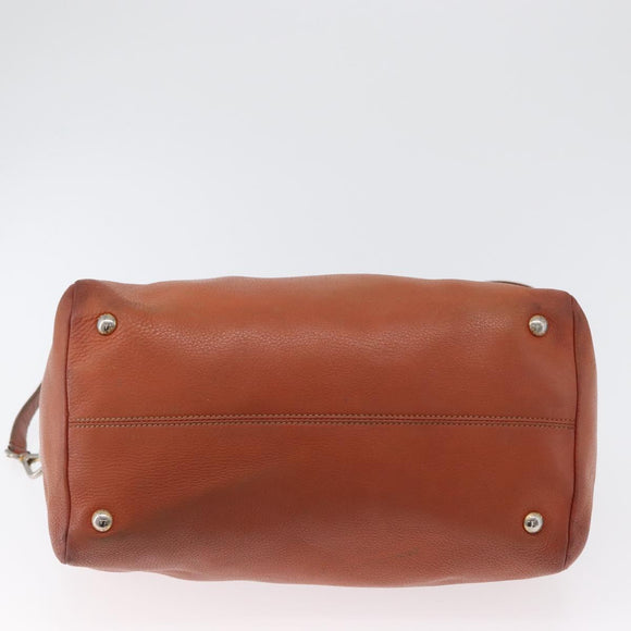 PRADA Hand Bag Leather 2way Orange Silver Auth bs33283