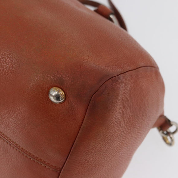PRADA Hand Bag Leather 2way Orange Silver Auth bs33283