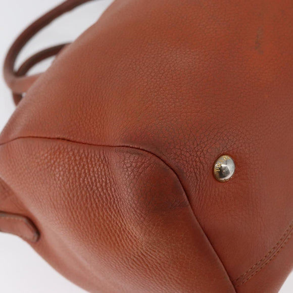 PRADA Hand Bag Leather 2way Orange Silver Auth bs33283