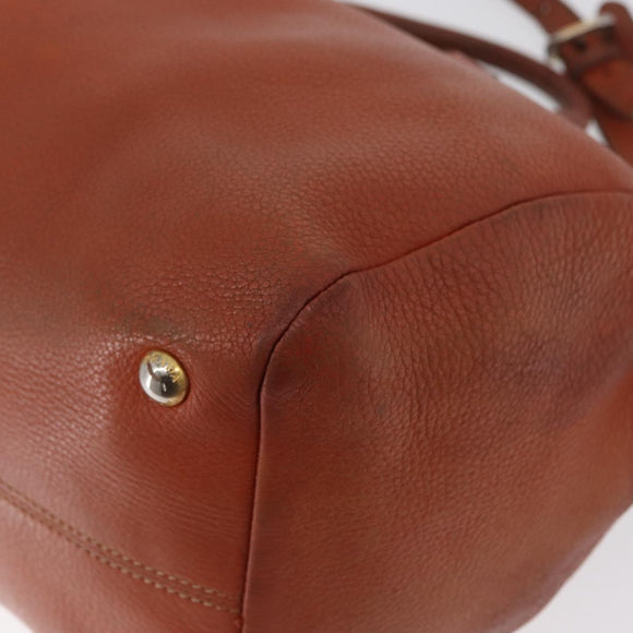 PRADA Hand Bag Leather 2way Orange Silver Auth bs33283